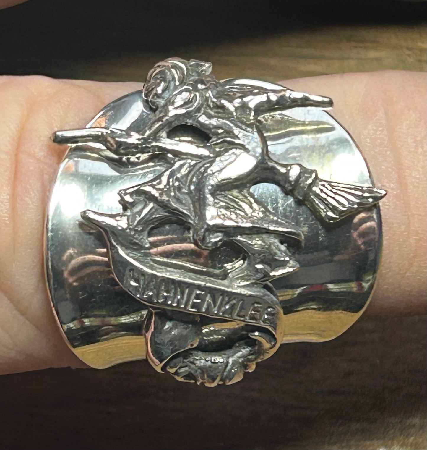 SOLD..Rare vintage German silver 835 Halloween spoon ring