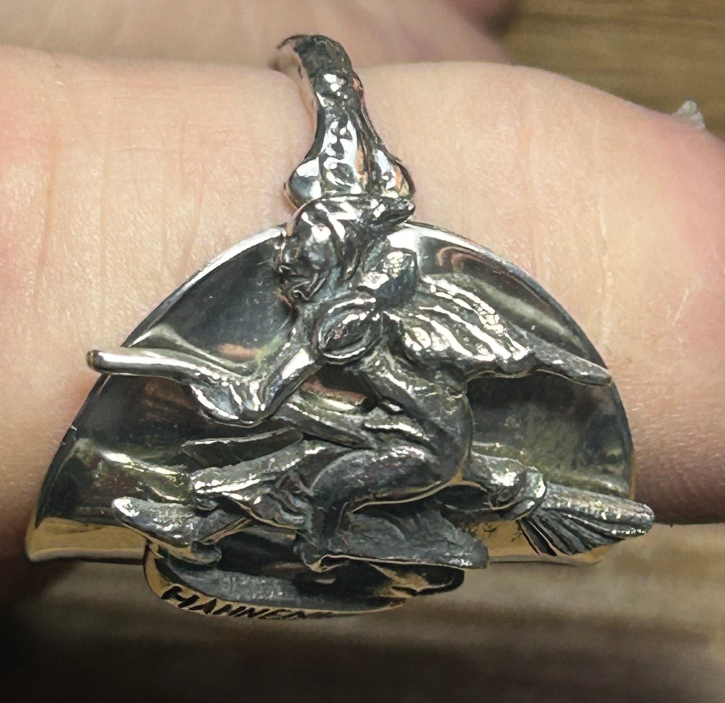 SOLD..Rare vintage German silver 835 Halloween spoon ring